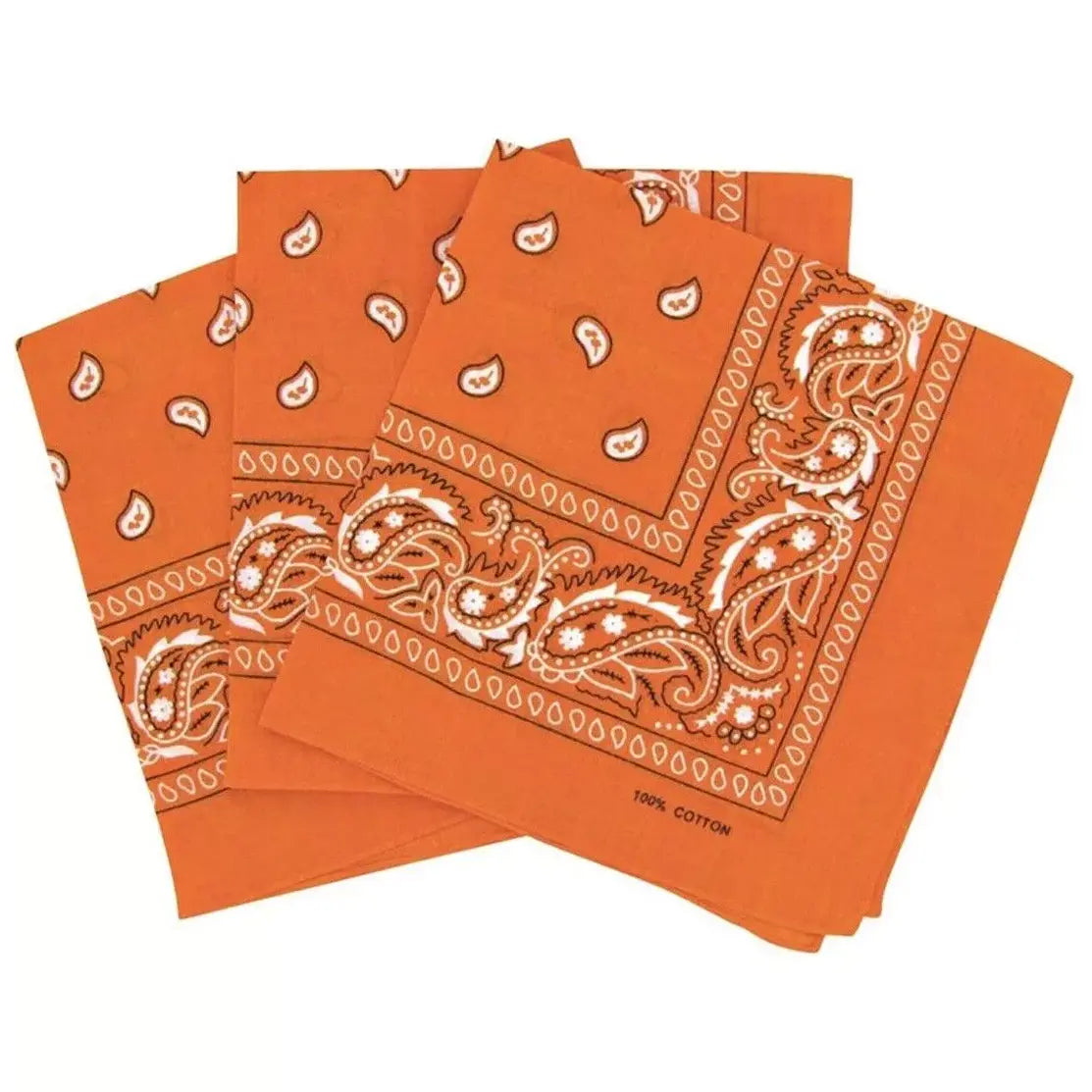 Orange Paisley Cotton Bandana in 3 Pack - Aamera Fashion