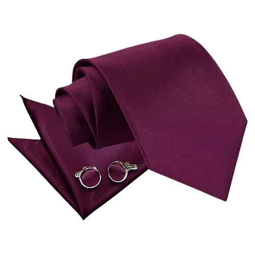 Plum Tie, Pocket Square and cufflinks sets - Aamera Fashion