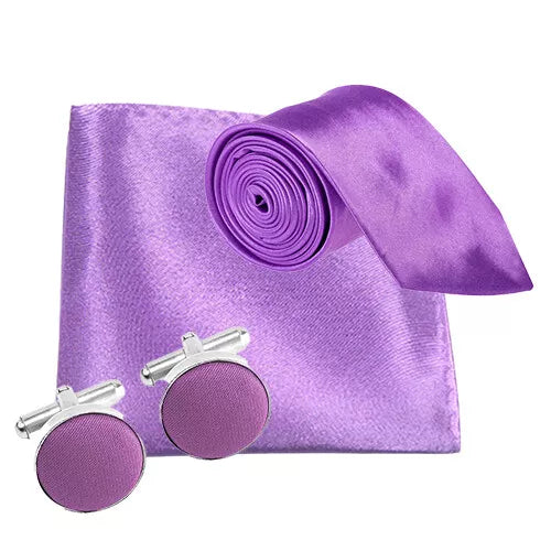 Purple Tie, Pocket Square and cufflinks sets - Aamera Fashion