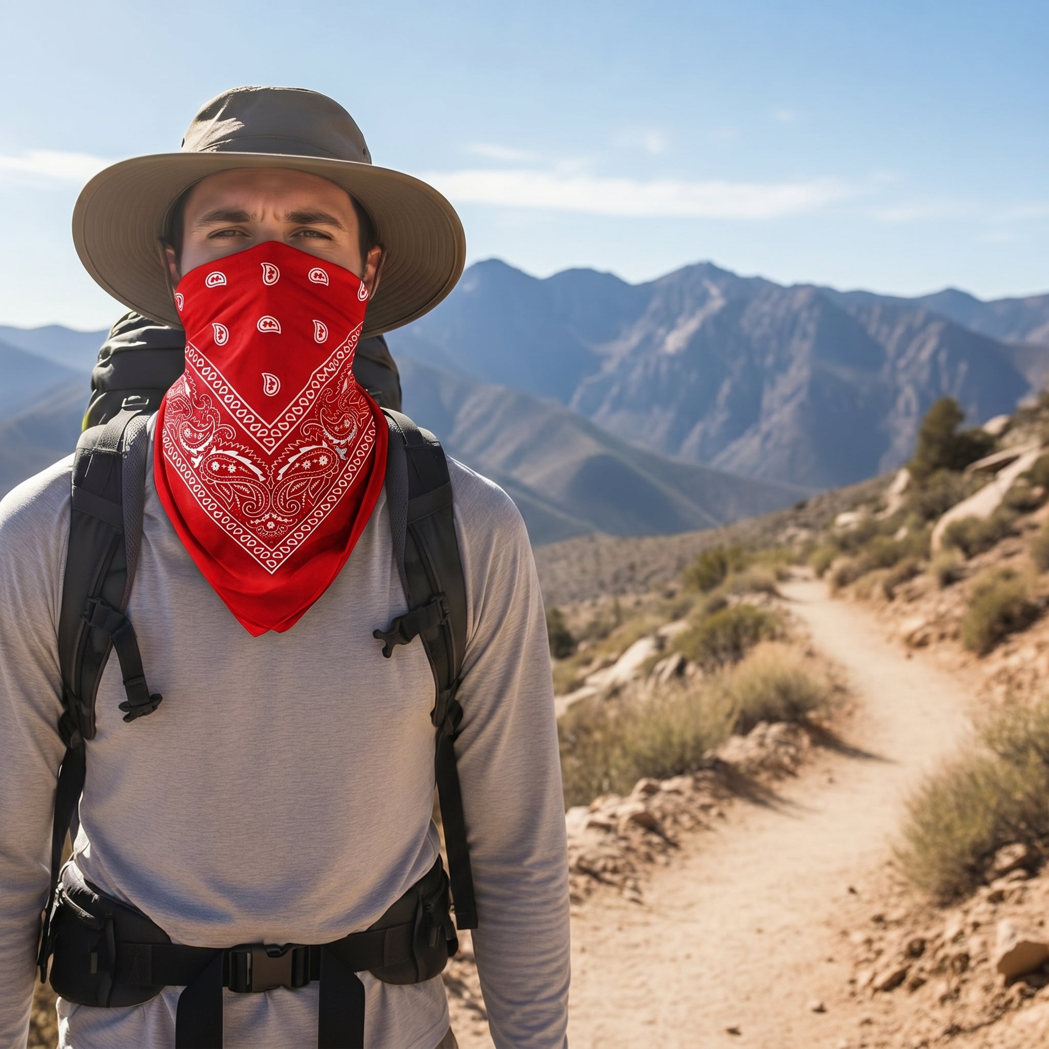 Red Paisley Polyester Bandana