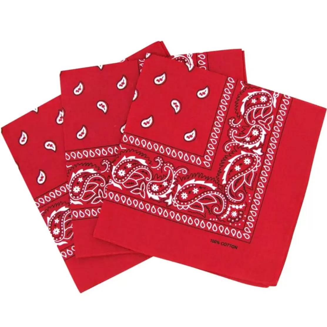 Red Paisley Cotton Bandana in 3 Pack - Aamera Fashion