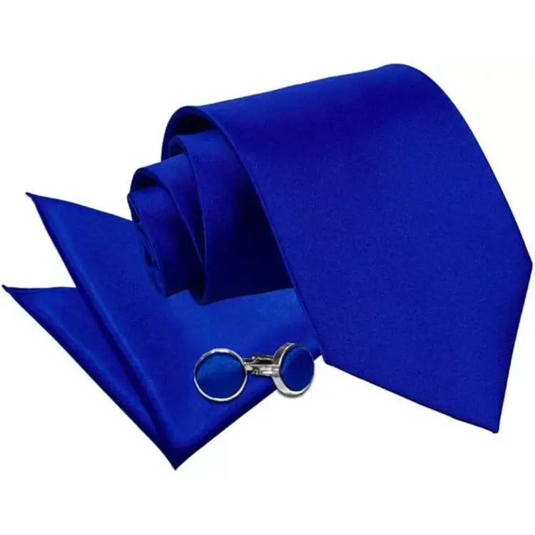 Royal Blue Tie, Pocket Square and cufflinks sets