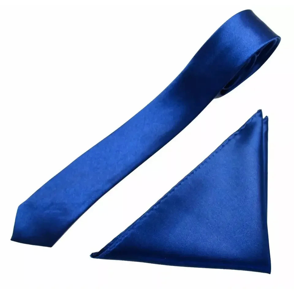 Royal Blue tie and pocket square set - Aamera Fashion
