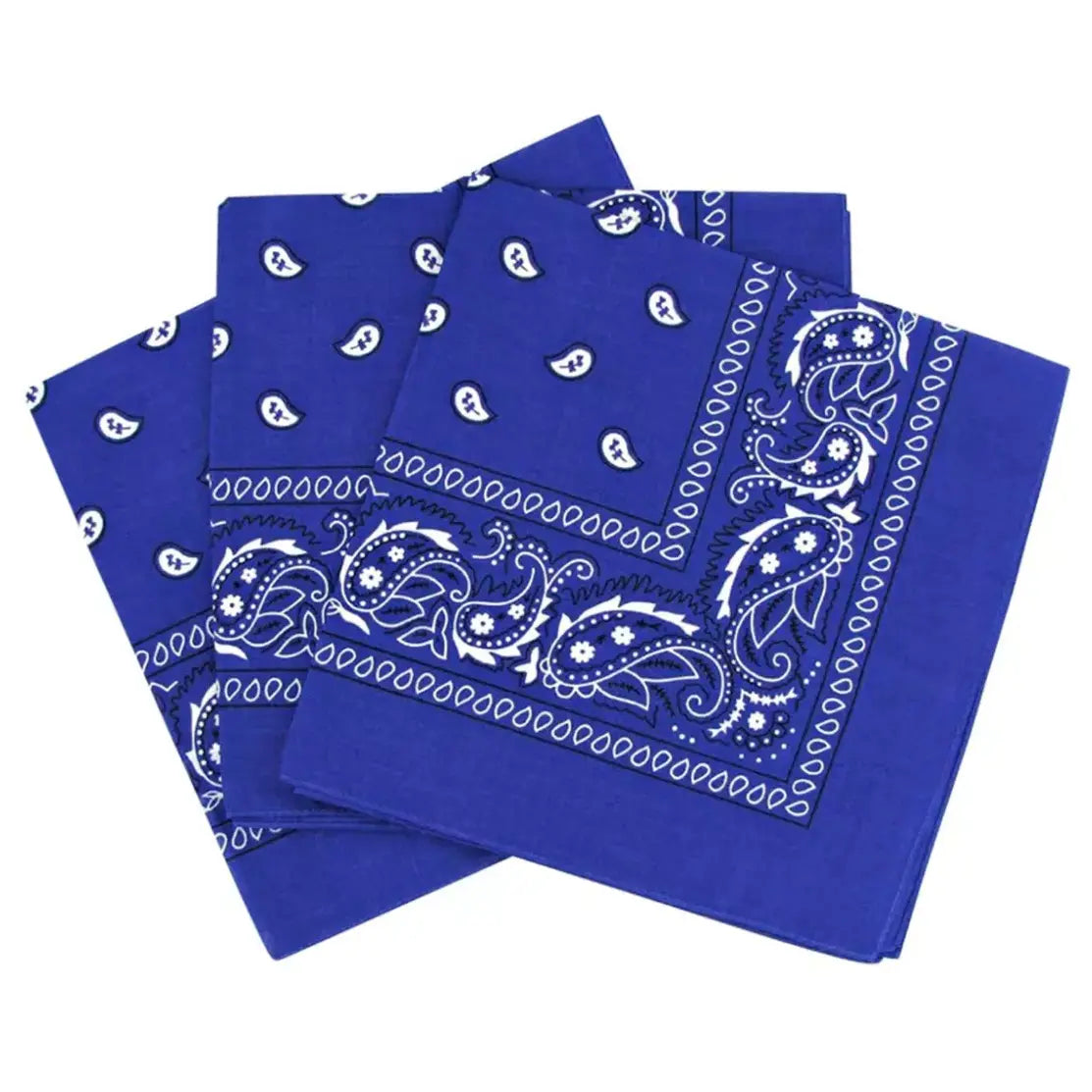 Royal Blue Paisley Cotton Bandana in 3 Pack - Aamera Fashion