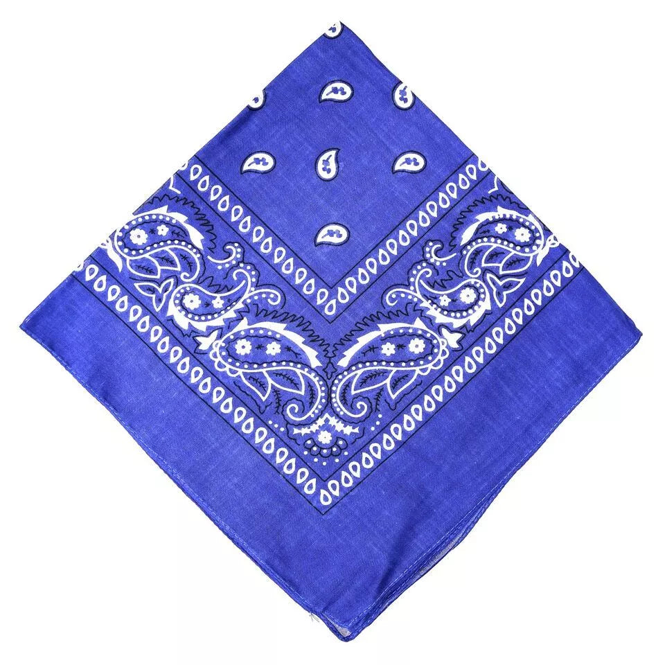 Royal Blue Paisley Polyester Bandana - Aamera Fashion