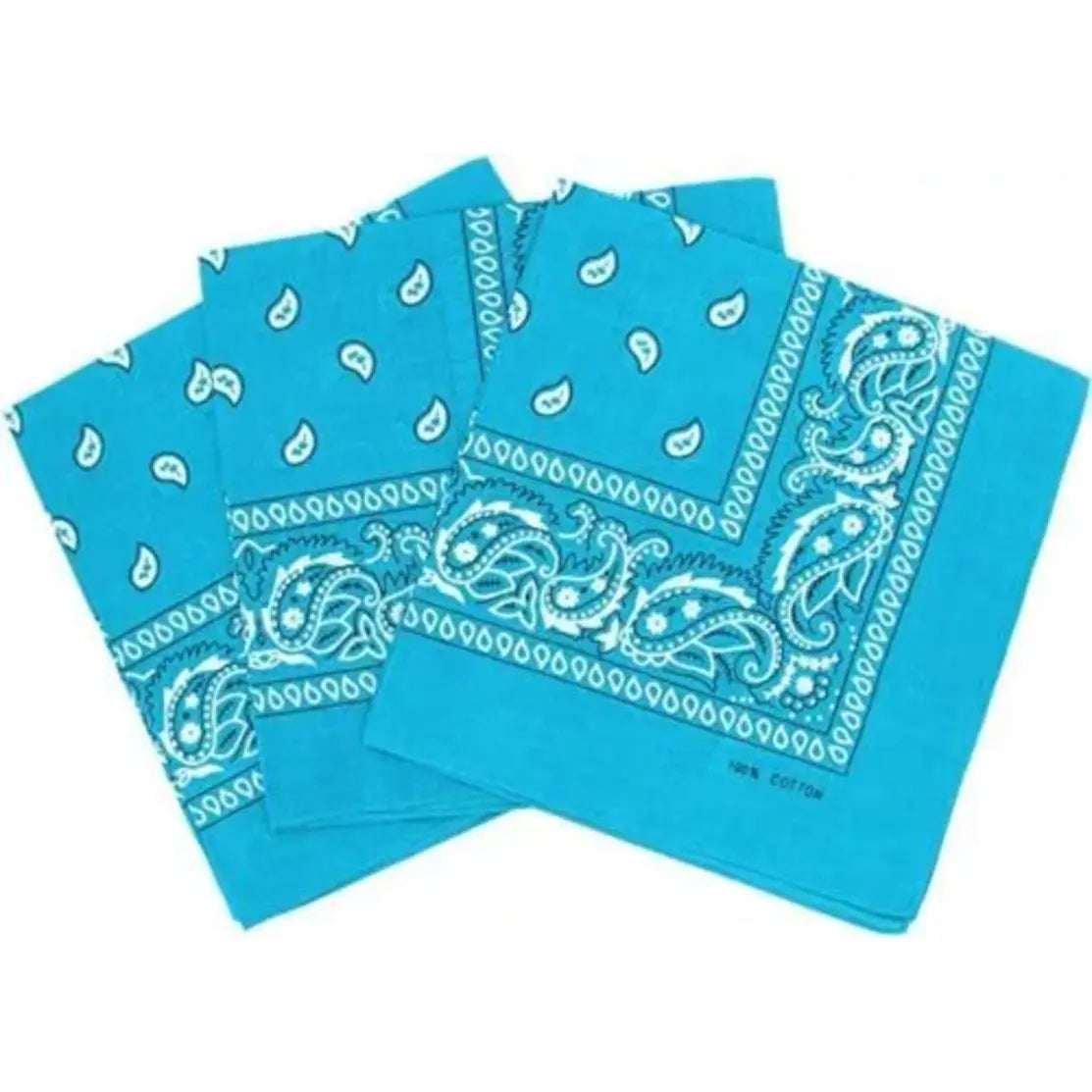 Sky Blue Paisley Cotton Bandana in 3 Pack - Aamera Fashion