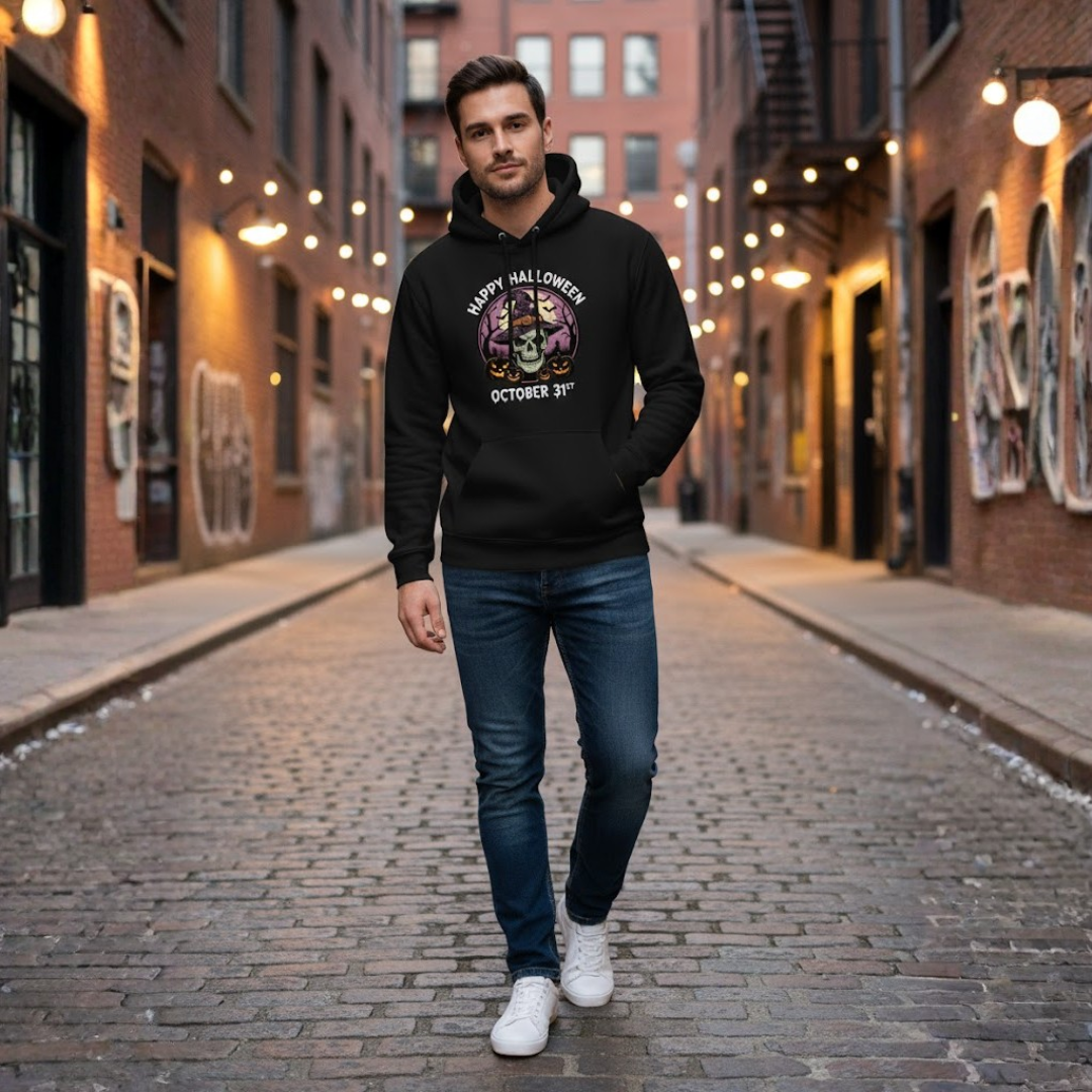 Mens Printed Hoodies Sweatshirt Black
