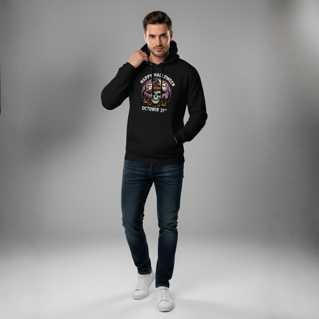 Mens Printed Hoodies Sweatshirt Black