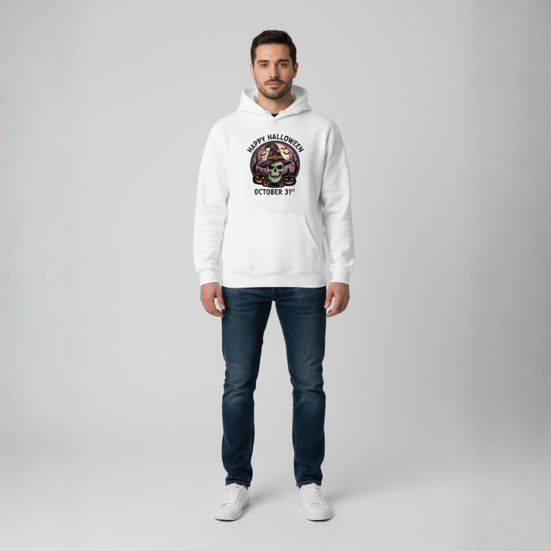 Aamera Mens Printed Hoodies Sweatshirt White