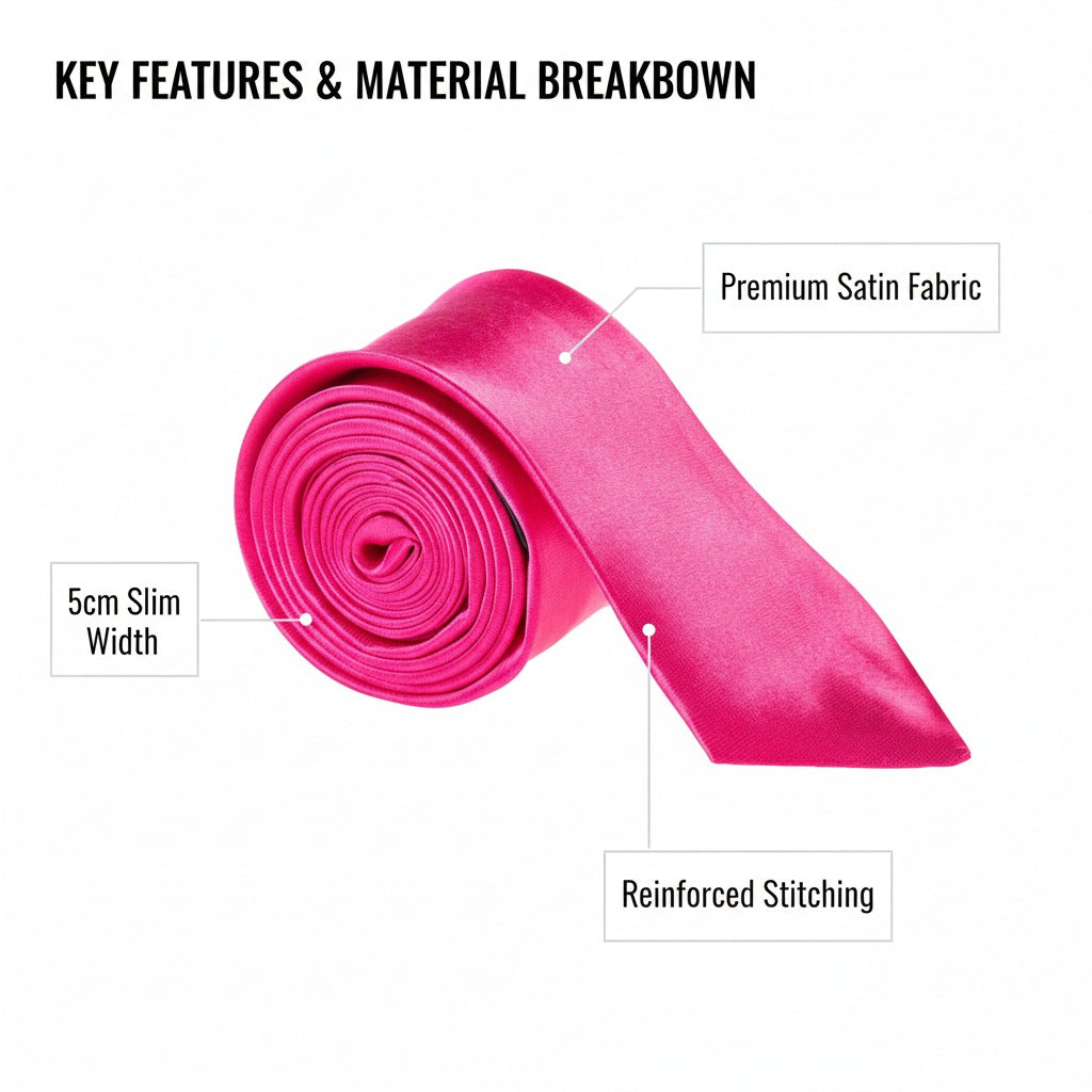Hot Pink Skinny Slim Tie