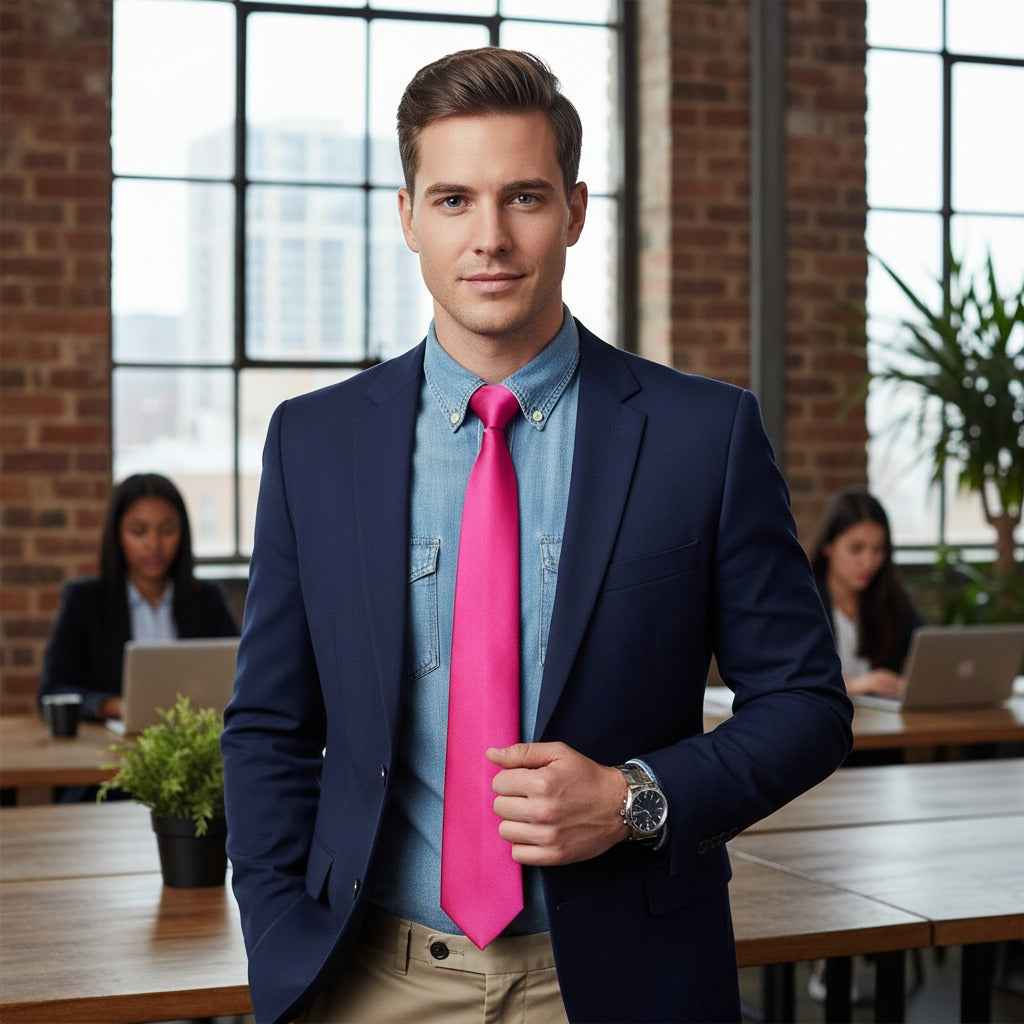 Hot Pink Skinny Slim Tie