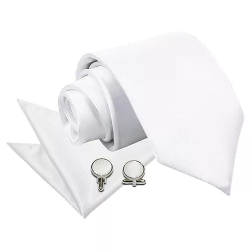 White Tie, Pocket Square and cufflinks sets - Aamera Fashion