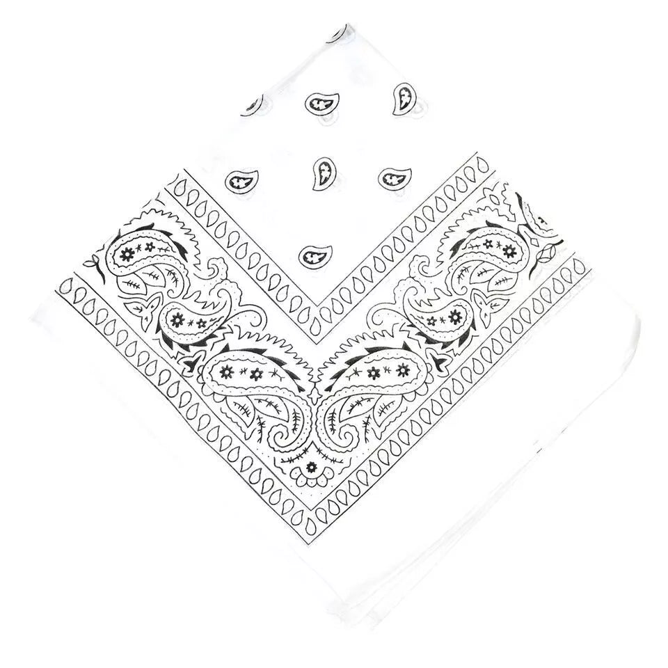 White Paisley Polyester Bandana - Aamera Fashion