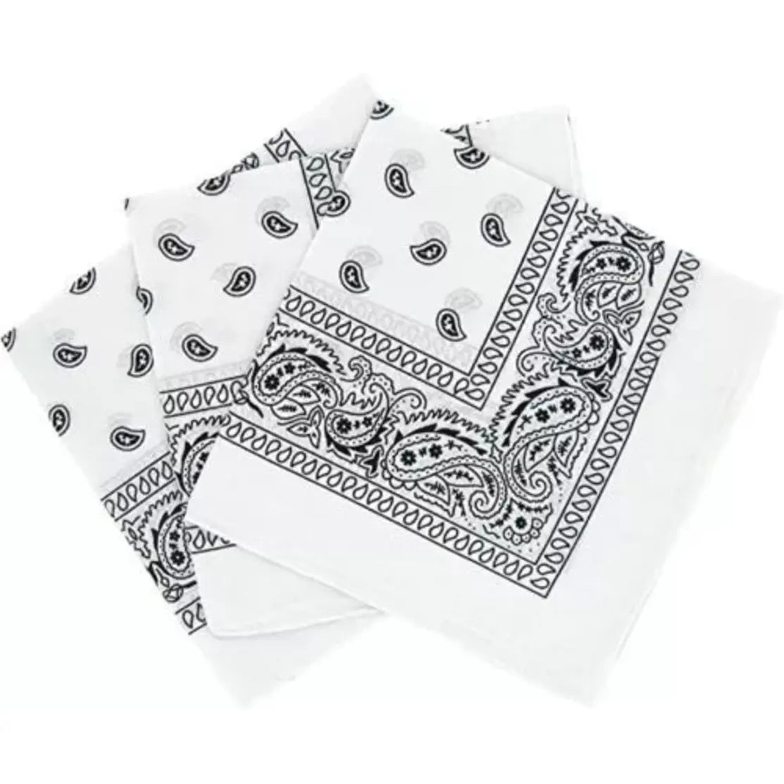 White Paisley Cotton Bandana in 3 Pack - Aamera Fashion