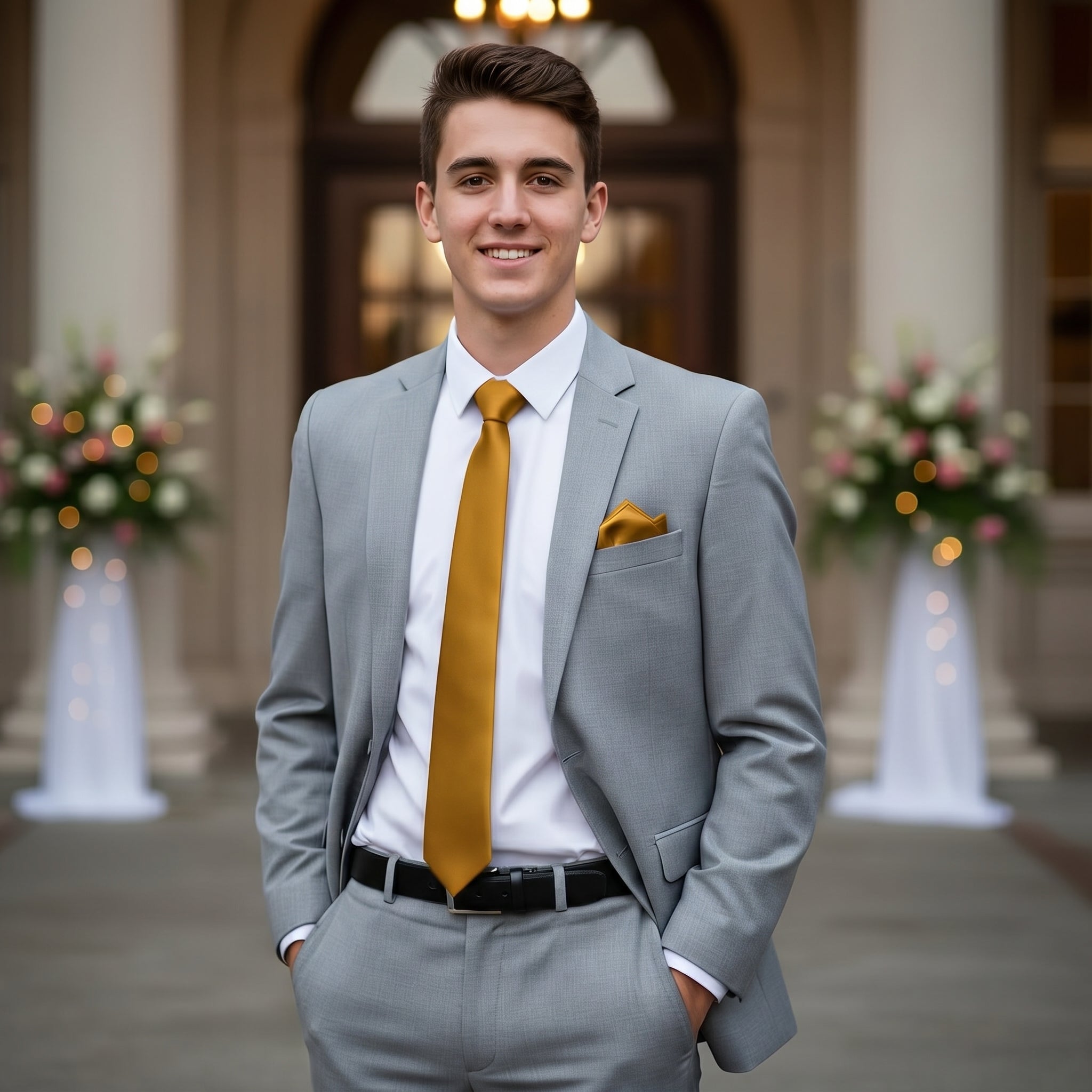 Yellow folding of pocket square