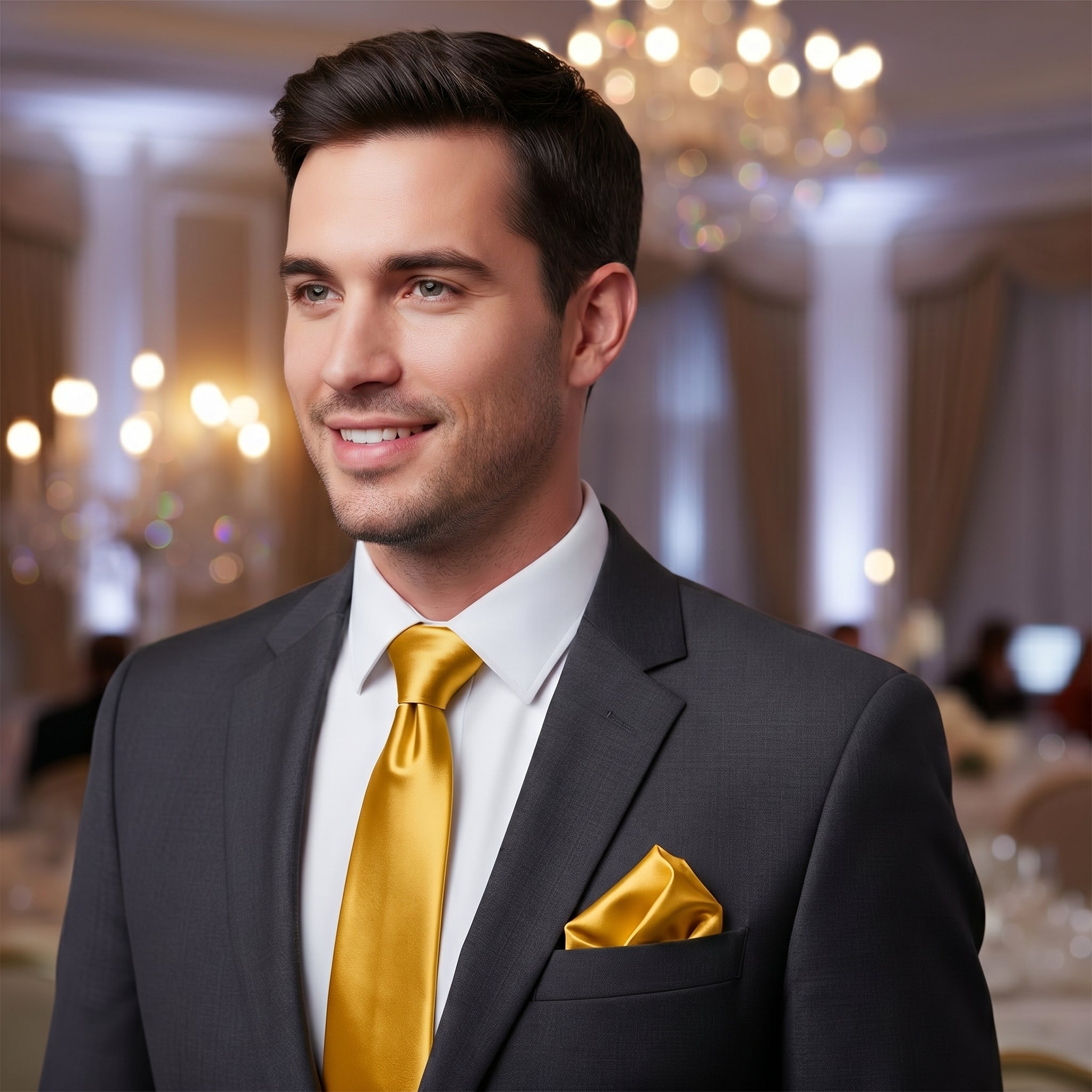 Yellow folding of pocket square