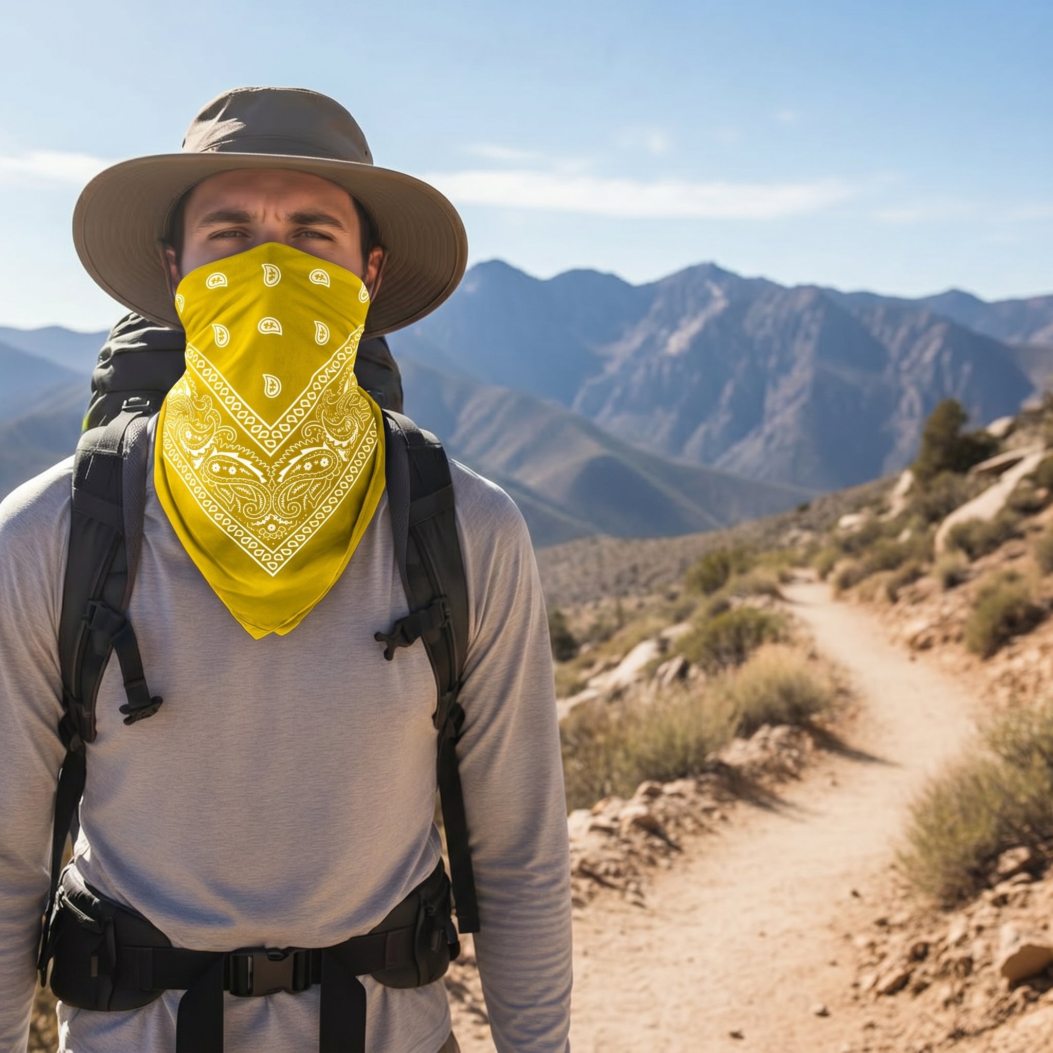 Yellow Paisley Cotton Bandana in 3 Pack