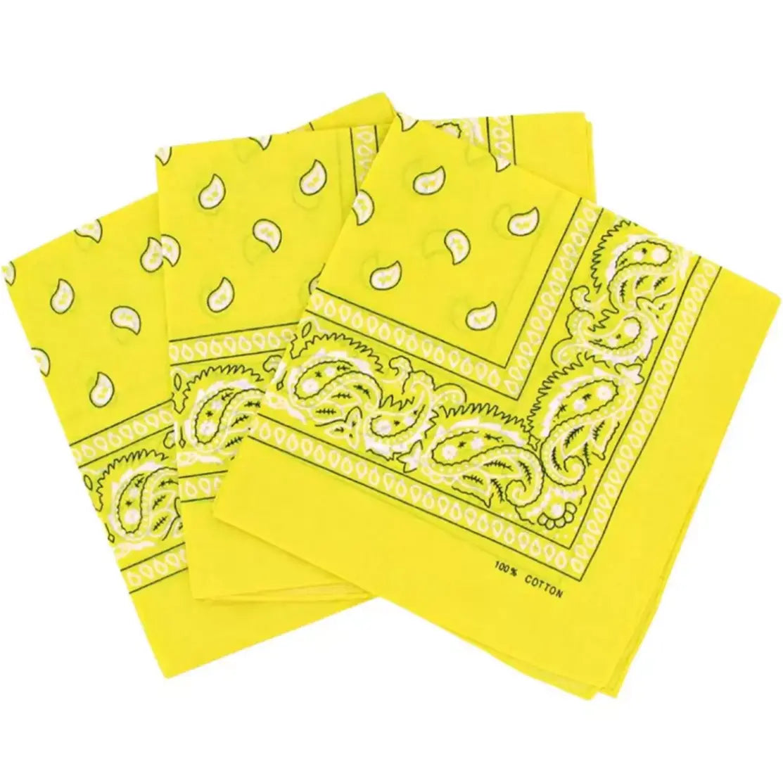 Yellow Paisley Cotton Bandana in 3 Pack - Aamera Fashion