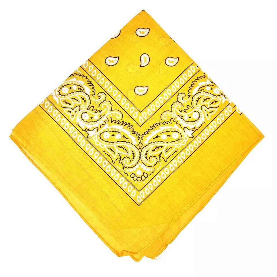 Yellow Paisley Polyester Bandana - Aamera Fashion
