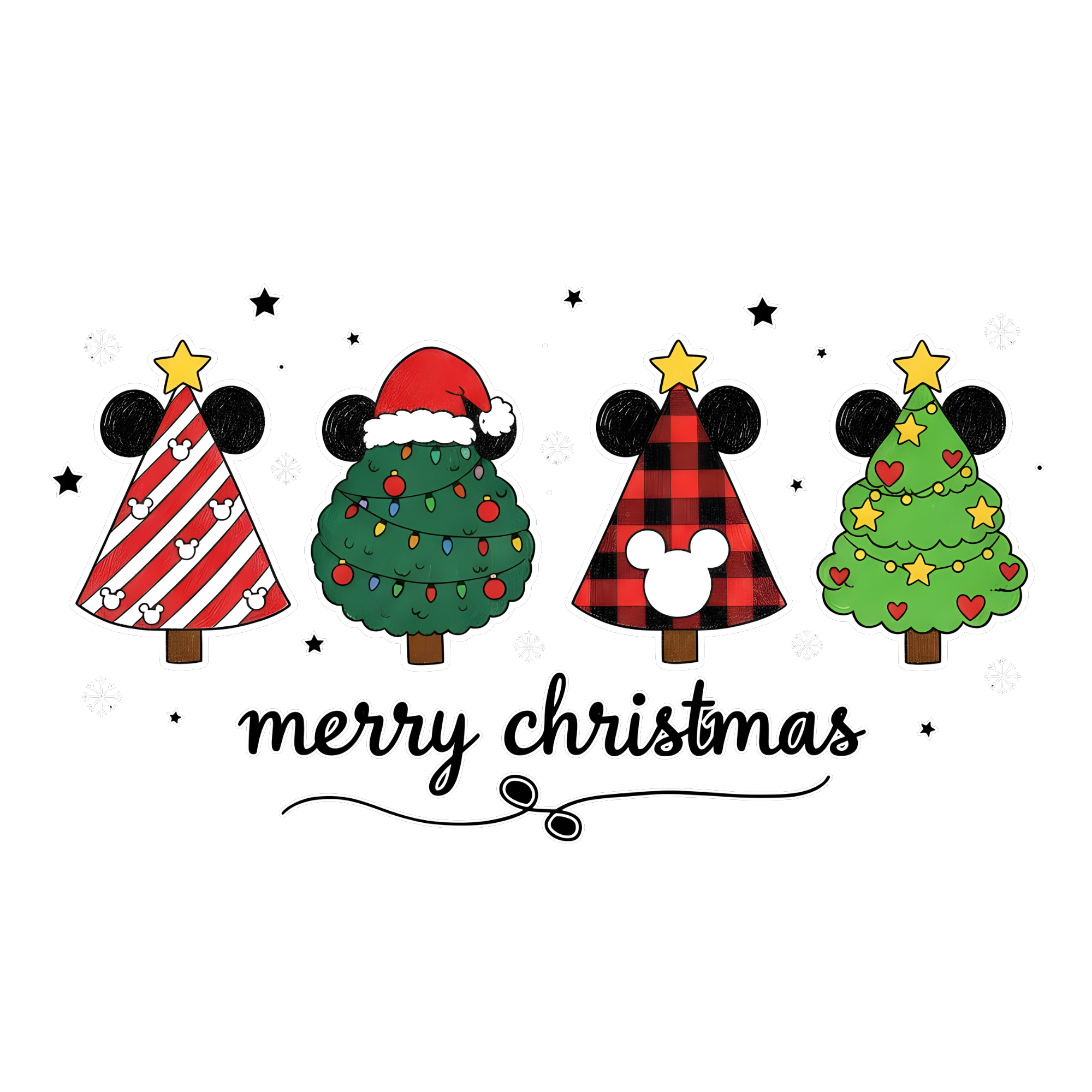 Whimsical Mickey Christmas Tree Lineup Sweatshirt – Cute Festive Holiday Disney-Inspired Jumper
