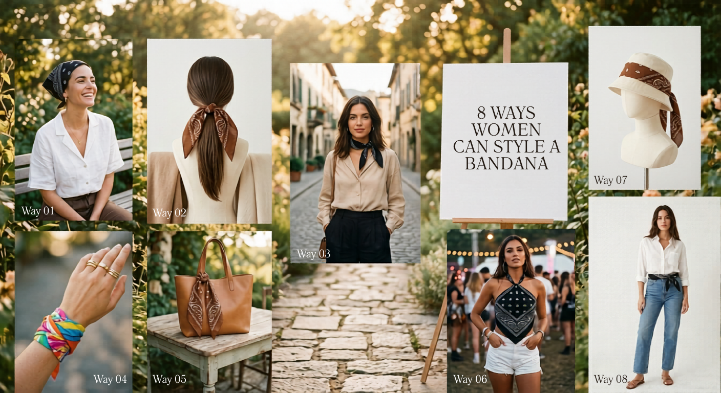 8 Ways Women Can Style a Bandana (Hair, Neck, Bag & More)