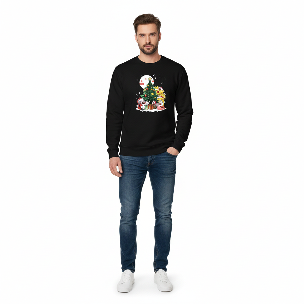 Black Super Mario Christmas Sweatshirt – Mario, Peach &amp; Bowser Christmas Tree Festive Jumper