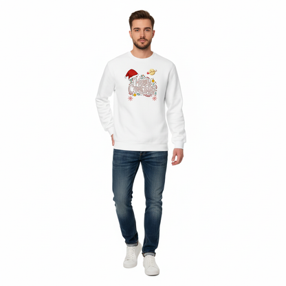 Whimsical Hand-Drawn “Merry Christmas” Typography Sweatshirt - White