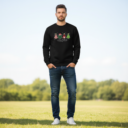 Whimsical Mickey Christmas Tree Lineup Sweatshirt – Cute Festive Holiday Disney-Inspired Jumper