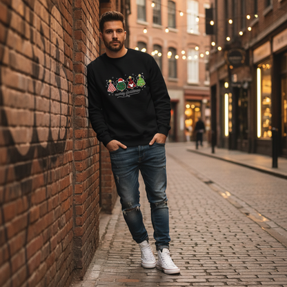 Whimsical Mickey Christmas Tree Lineup Sweatshirt – Cute Festive Holiday Disney-Inspired Jumper