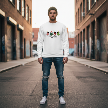 Whimsical Mickey Christmas Tree Lineup Sweatshirt – Cute Festive Holiday Disney-Inspired Jumper