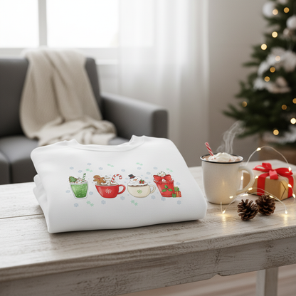 “Holiday Sips Collection” Sweatshirt – Festive Drinks-Themed Christmas Winter Jumper
