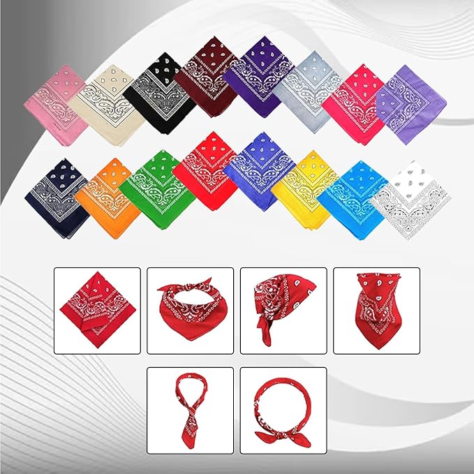 White Paisley Cotton Bandana in 3 Pack - Aamera Fashion