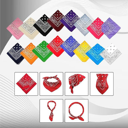 White Paisley Cotton Bandana in 3 Pack - Aamera Fashion