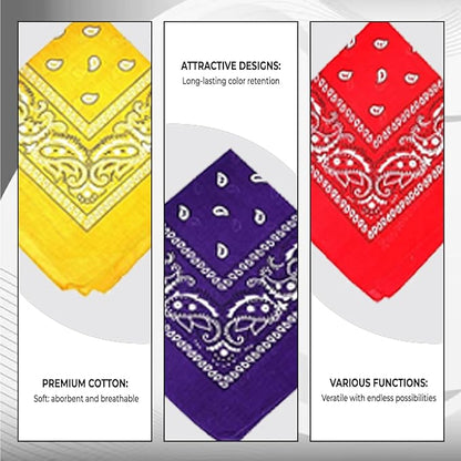 Hot Pink Paisley Cotton Bandana in 3 Pack