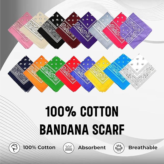 White Paisley Cotton Bandana in 3 Pack - Aamera Fashion