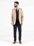 Angelo Men’s Beige Checked 3-Piece Tailored Fit Suit