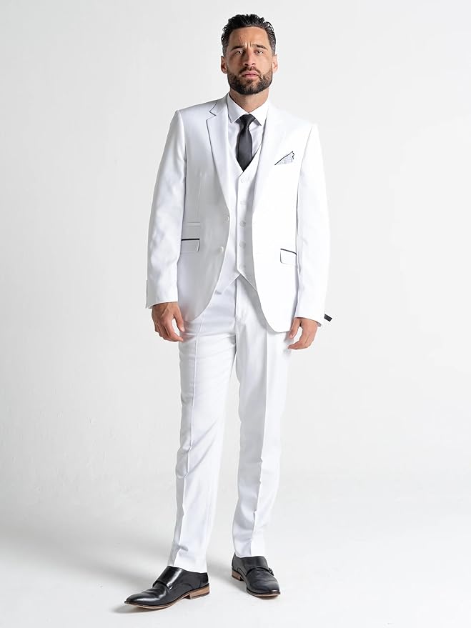 Henry Men’s White 3-Piece Slim Fit Suit