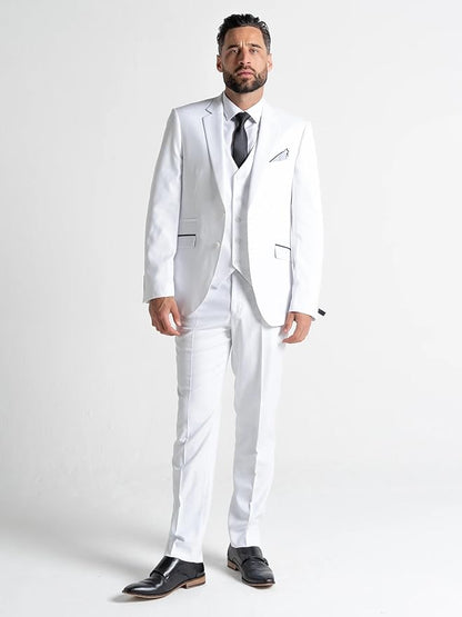 Henry Men’s White 3-Piece Slim Fit Suit
