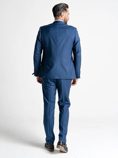 Blue Three Piece Suit - Slim Fit Blazer, Trousers &amp; Waistcoat, Notch Lapel, Complimentary Pocket Square &amp; Tie, Perfect for Formal Occasions - Haris - The Tie Company