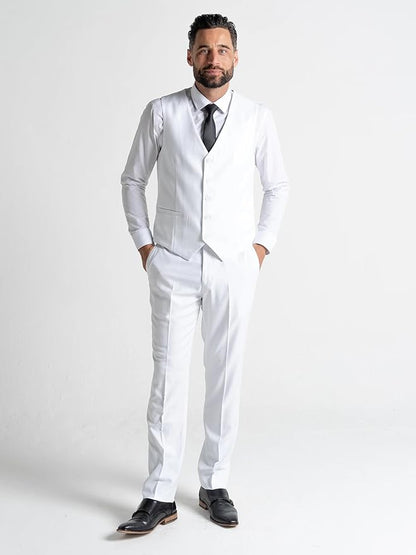 Buy Henry Mens White Slim Fit Three Piece Suit - Weddings, Office, Meeting Formal Event Suit Order Suit Online - The Tie Company