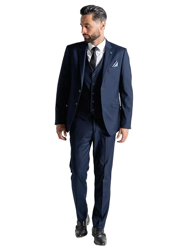 Haris Navy Blue 3-Piece Slim Fit Suit for Men