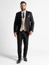 Men’s Black Slim-Fit Three-Piece Suit with Cream Waistcoat