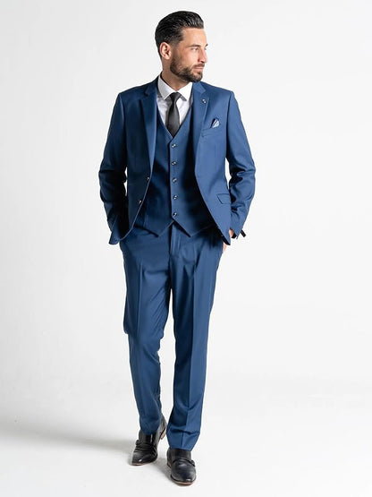 Haris Men’s Blue 3-Piece Slim Fit Suit