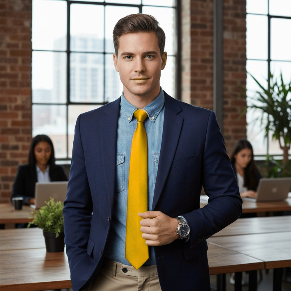 Yellow Skinny Slim Tie