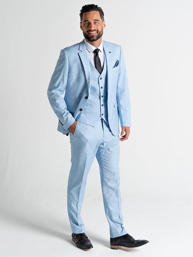 Edward Men’s Sky Blue 3-Piece Slim Fit Suit