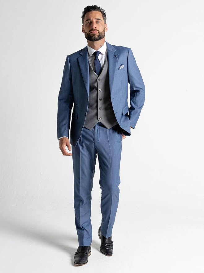 Charlie Men’s Max Blue Slim-Fit 3-Piece Wedding Suit