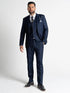 Men’s Blue Tweed Three-Piece Suit with Black Check – Jubilee