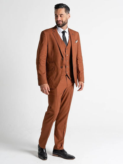 Edward Men’s Bronze 3-Piece Slim Fit Suit
