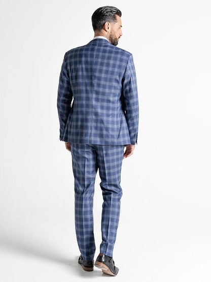Royal Blue Tweed Three Piece Suit â€“ Sky Blue Check Tailored Fit Blazer, Waistcoat, and Trousers â€“ Stylish Formalwear for Weddings and Special Occasions Search this page - The Tie Company