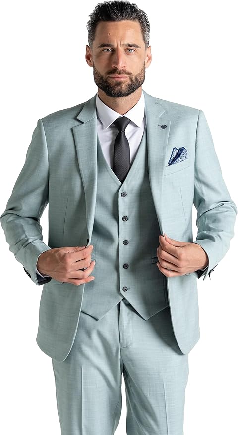 Edward Mint Green Three-Piece Suit â€“ Slim Fit, Notch Lapel, Single-Breasted, Two-Button Closure â€“ Ideal for Weddings and Formal Events - The Tie Company